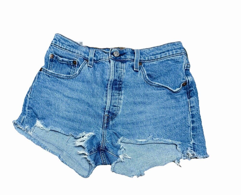 Levi's 501 Original Cut Off Denim Shorts Womens Size 28 Distressed High Rise